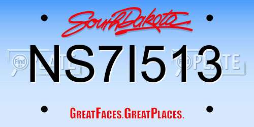 NS7I513 South Dakota License Plate