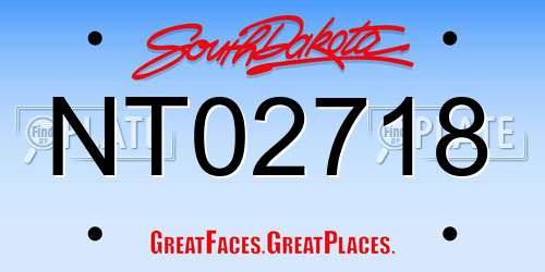 NT02718 South Dakota License Plate