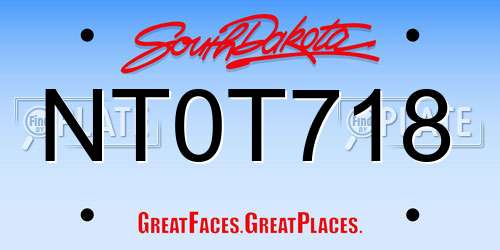 NT0T718 South Dakota License Plate
