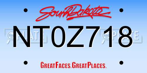 NT0Z718 South Dakota License Plate
