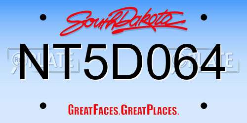 NT5D064 South Dakota License Plate