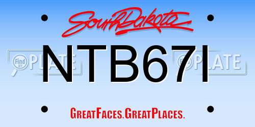 NTB67I South Dakota License Plate