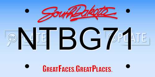 NTBG71 South Dakota License Plate