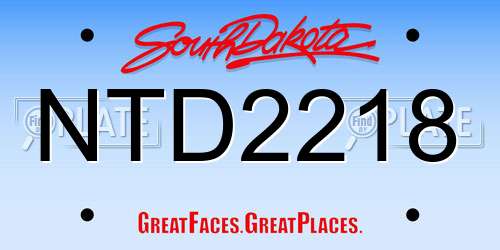 NTD2218 South Dakota License Plate