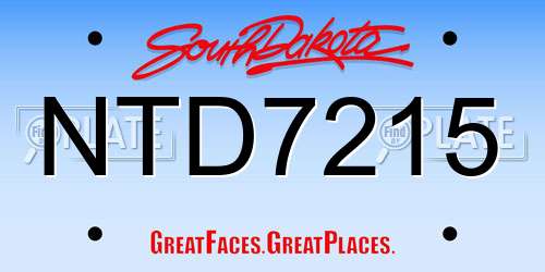 NTD7215 South Dakota License Plate