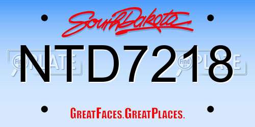 NTD7218 South Dakota License Plate
