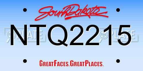 NTQ2215 South Dakota License Plate