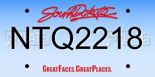 NTQ2218 South Dakota License Plate