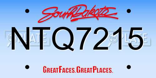 NTQ7215 South Dakota License Plate