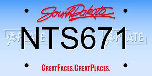 NTS671 South Dakota License Plate