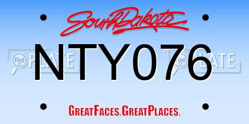 NTY076 South Dakota License Plate