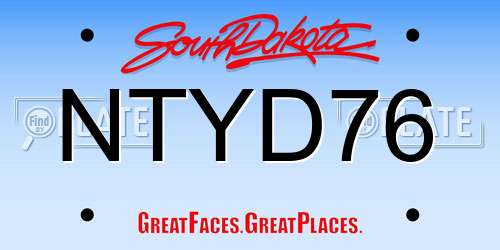 NTYD76 South Dakota License Plate