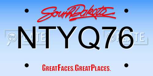 NTYQ76 South Dakota License Plate