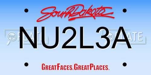 NU2L3A South Dakota License Plate