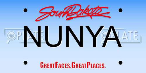 NUNYA South Dakota License Plate