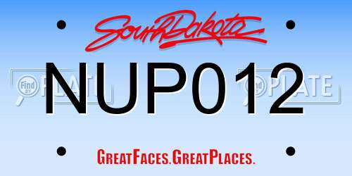 NUP012 South Dakota License Plate