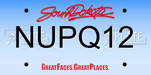 NUPQ12 South Dakota License Plate