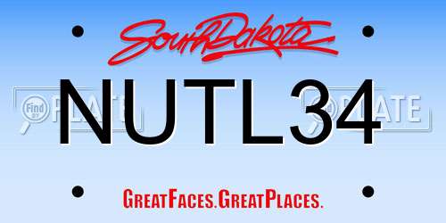 NUTL34 South Dakota License Plate