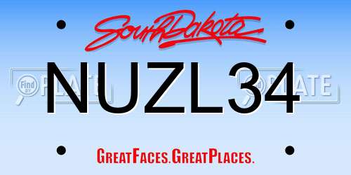 NUZL34 South Dakota License Plate
