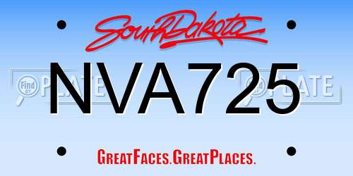 NVA725 South Dakota License Plate