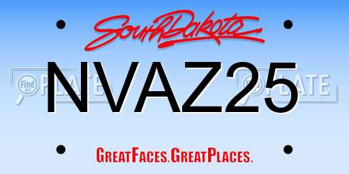 NVAZ25 South Dakota License Plate