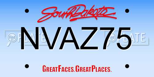 NVAZ75 South Dakota License Plate