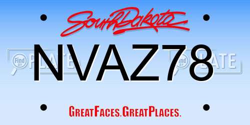 NVAZ78 South Dakota License Plate