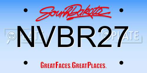 NVBR27 South Dakota License Plate