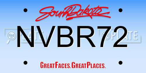 NVBR72 South Dakota License Plate
