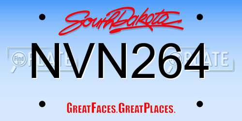 NVN264 South Dakota License Plate