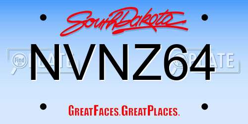NVNZ64 South Dakota License Plate