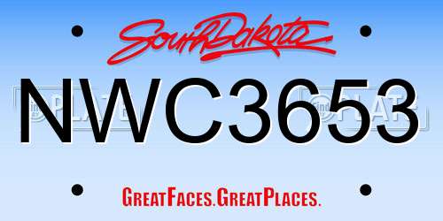 NWC3653 South Dakota License Plate