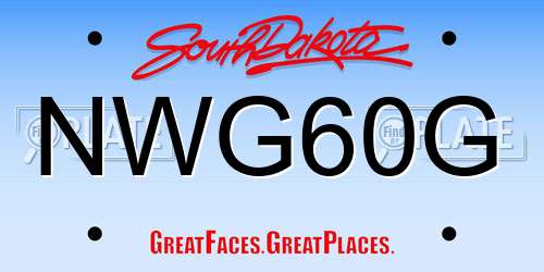 NWG60G South Dakota License Plate