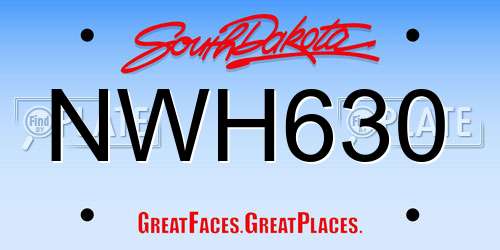 NWH630 South Dakota License Plate