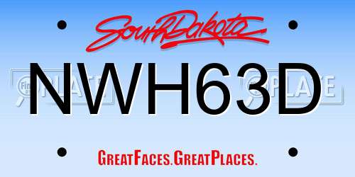 NWH63D South Dakota License Plate