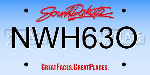 NWH63O South Dakota License Plate