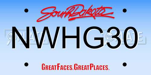 NWHG30 South Dakota License Plate