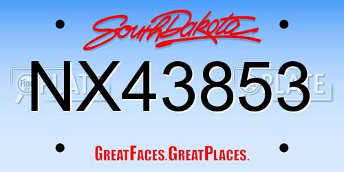 NX43853 South Dakota License Plate