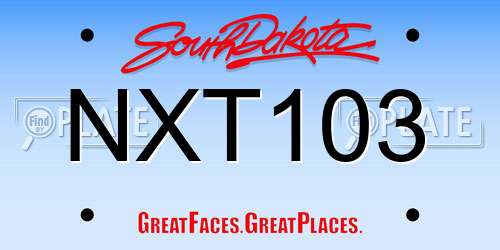 NXT103 South Dakota License Plate
