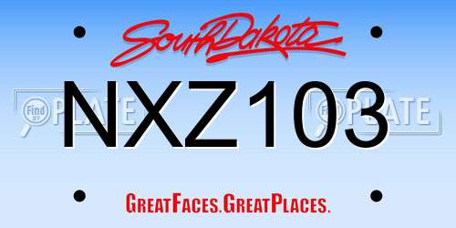 NXZ103 South Dakota License Plate
