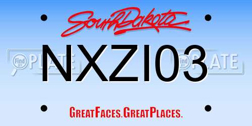 NXZI03 South Dakota License Plate