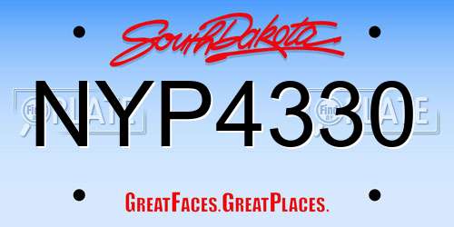 NYP4330 South Dakota License Plate