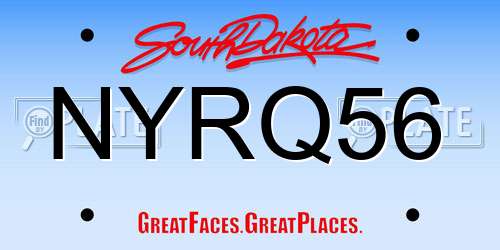 NYRQ56 South Dakota License Plate