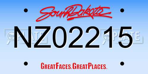 NZ02215 South Dakota License Plate