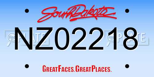 NZ02218 South Dakota License Plate