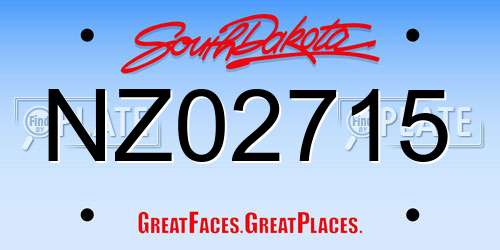 NZ02715 South Dakota License Plate