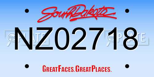 NZ02718 South Dakota License Plate