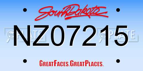 NZ07215 South Dakota License Plate