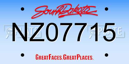 NZ07715 South Dakota License Plate