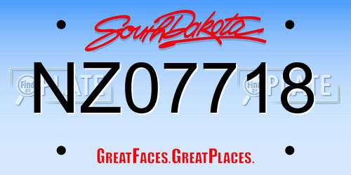NZ07718 South Dakota License Plate